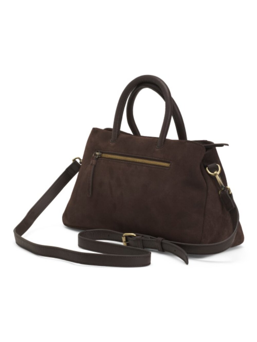 MADE IN INDIA Suede Satchel With Buckle On Front - Picture 3 of 4
